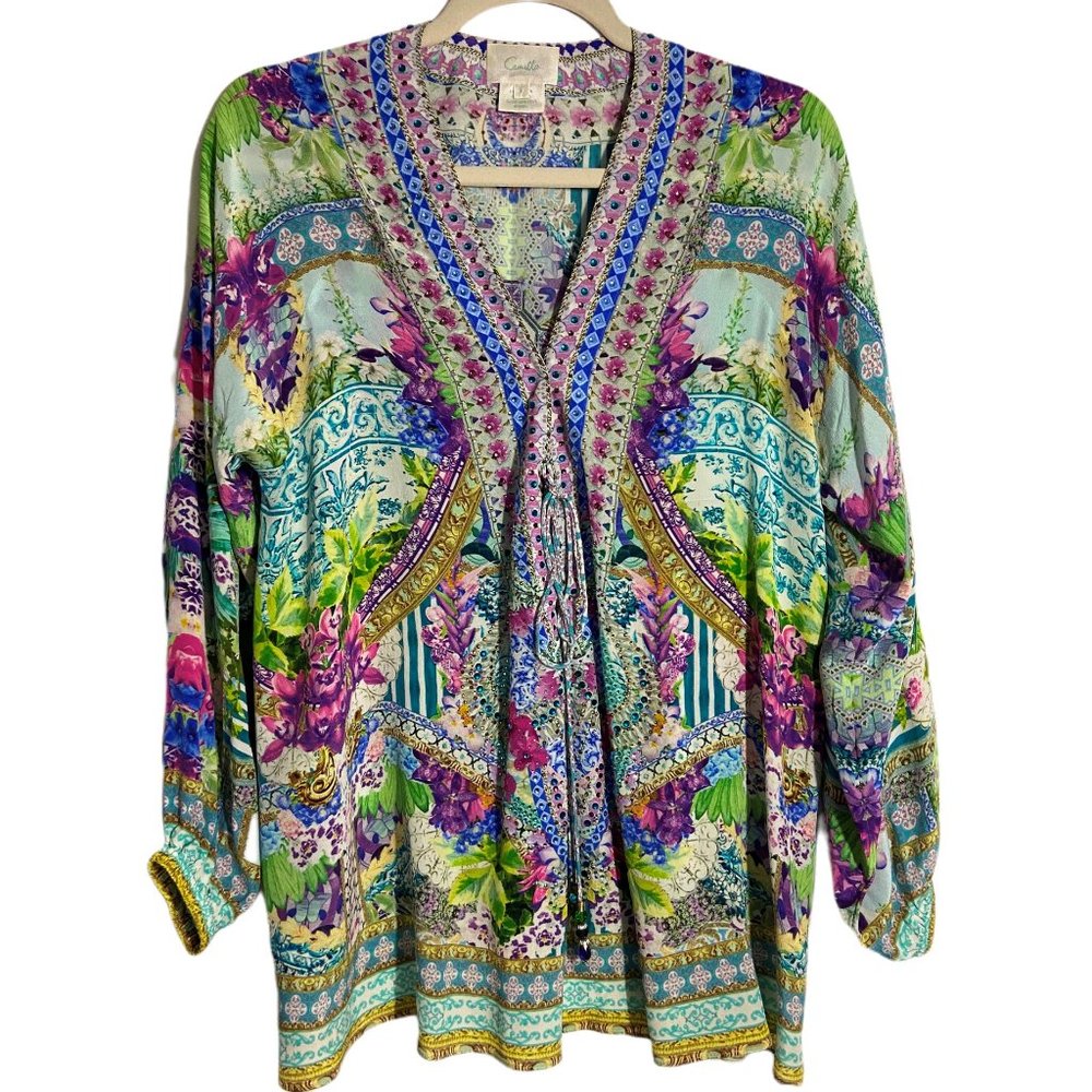 Beatiful silk Camilla top. Soft, luxurious & flowing.Great for special occasions